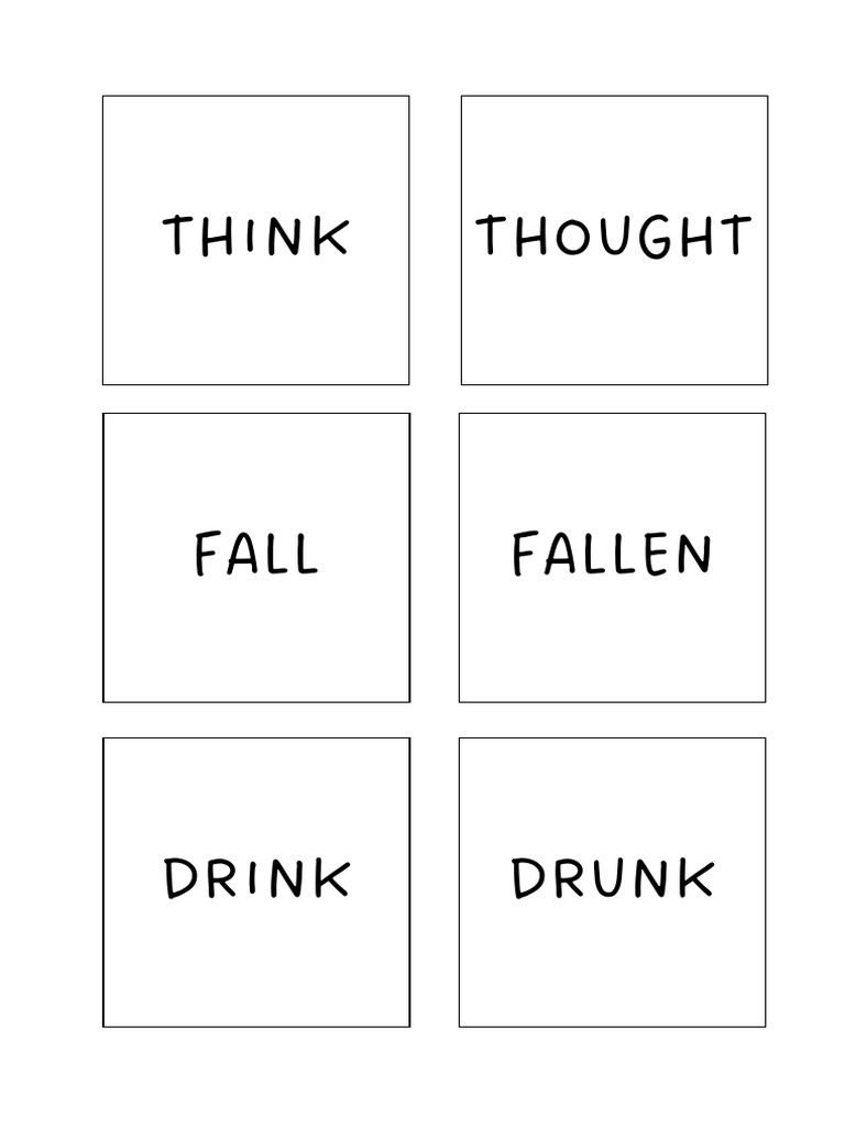 Irregular Verbs Past Participle Matching Cards | PDF | General Fiction