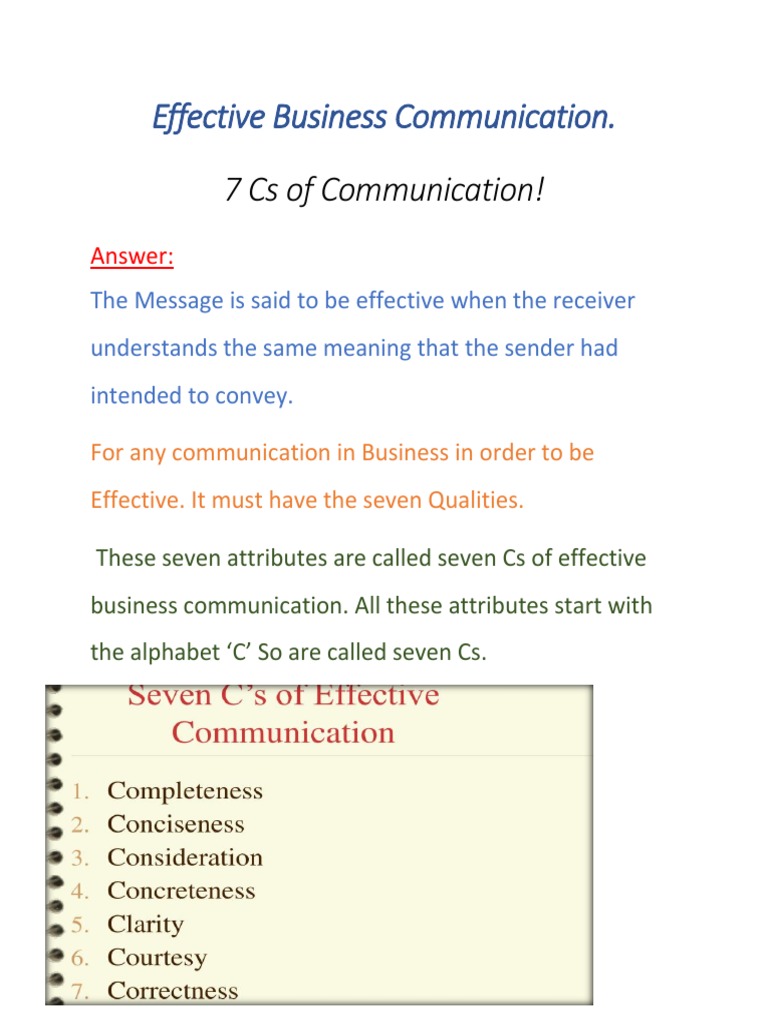 7 CS of Communication | PDF