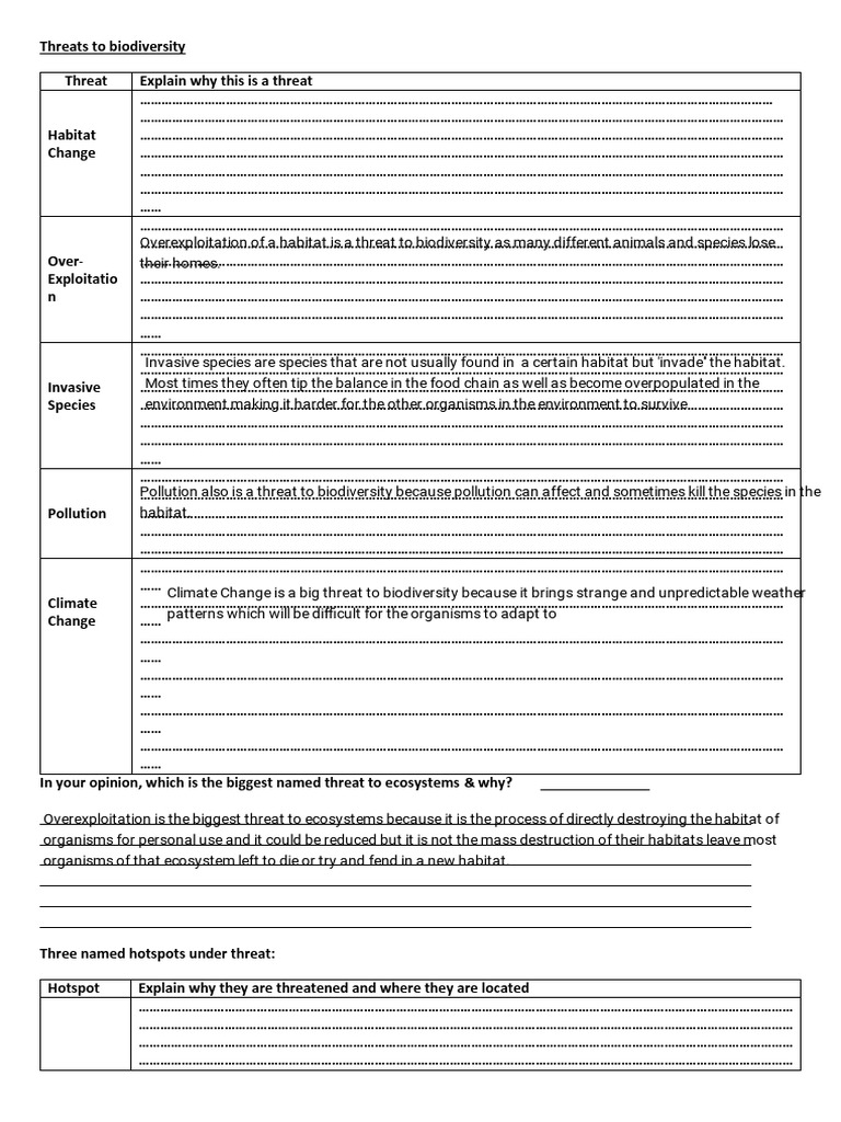 Kami Export - Ecosystem Threats Worksheet | PDF | Natural Environment ...
