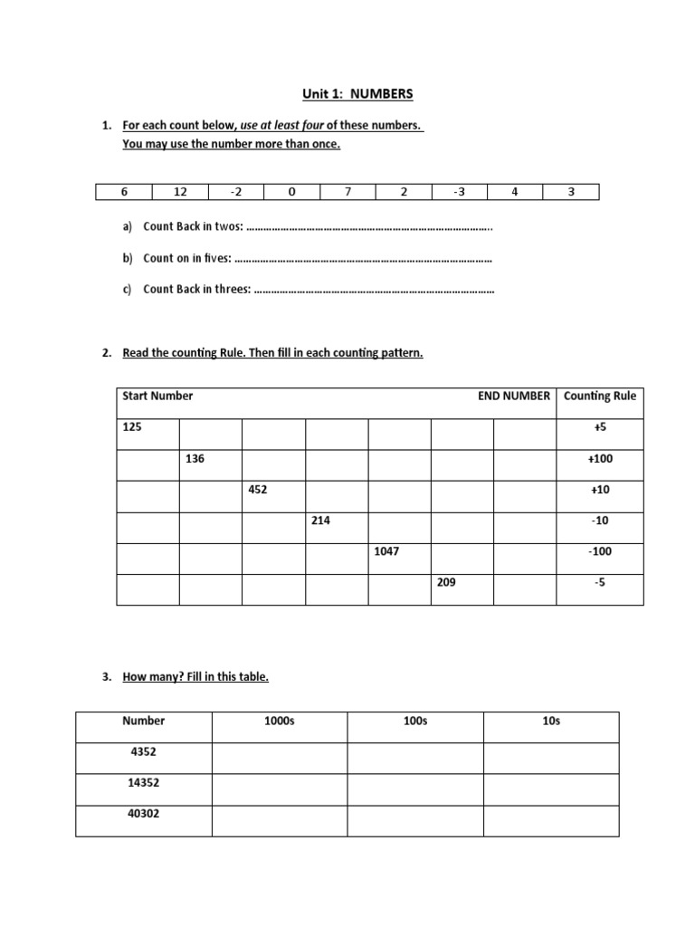 Maths Revision Year 4 OCT 2022 PDF