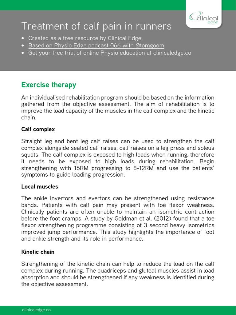 PE066 Treatment of Calf Pain in Runners Handout PDF Physical