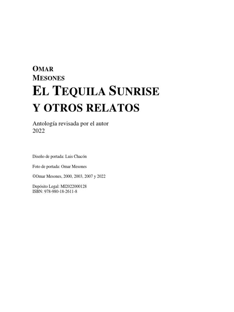 El Tequila Sunrise y Otros Relatos (Omar Mesones), PDF, Amor