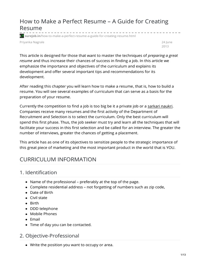 Surejob In How To Make A Perfect Resume A Guide For Creating Resume
