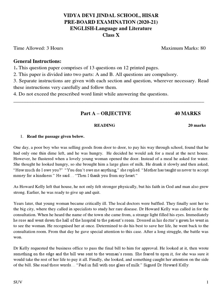 Practice board paper class 10 cbse english pdf lightning cloud