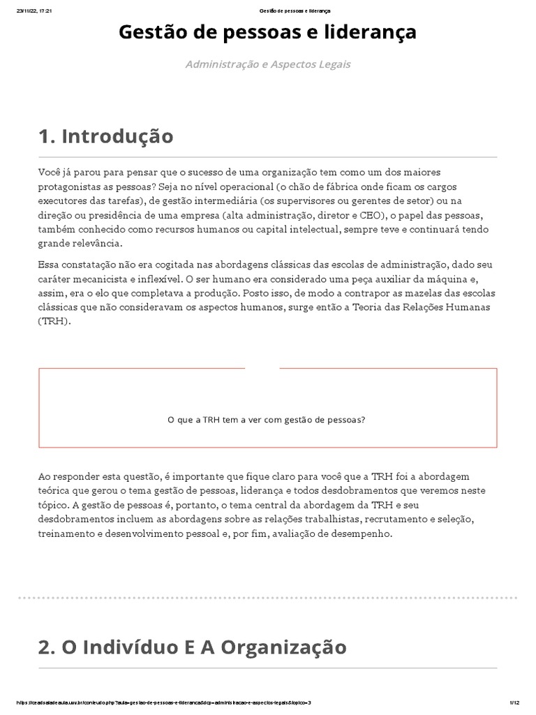 Gestão De Pessoas E Liderança Teoria Das Relações Humanas E Seu