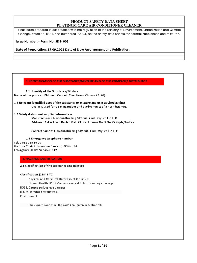 Air Conditioner Cleaner Msds (2741) PDF Dangerous Goods Toxicity