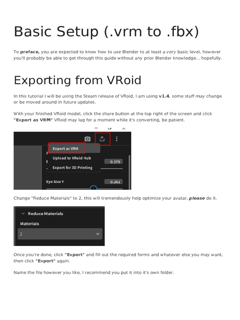 Convert VRM to FBX in Blender | PDF