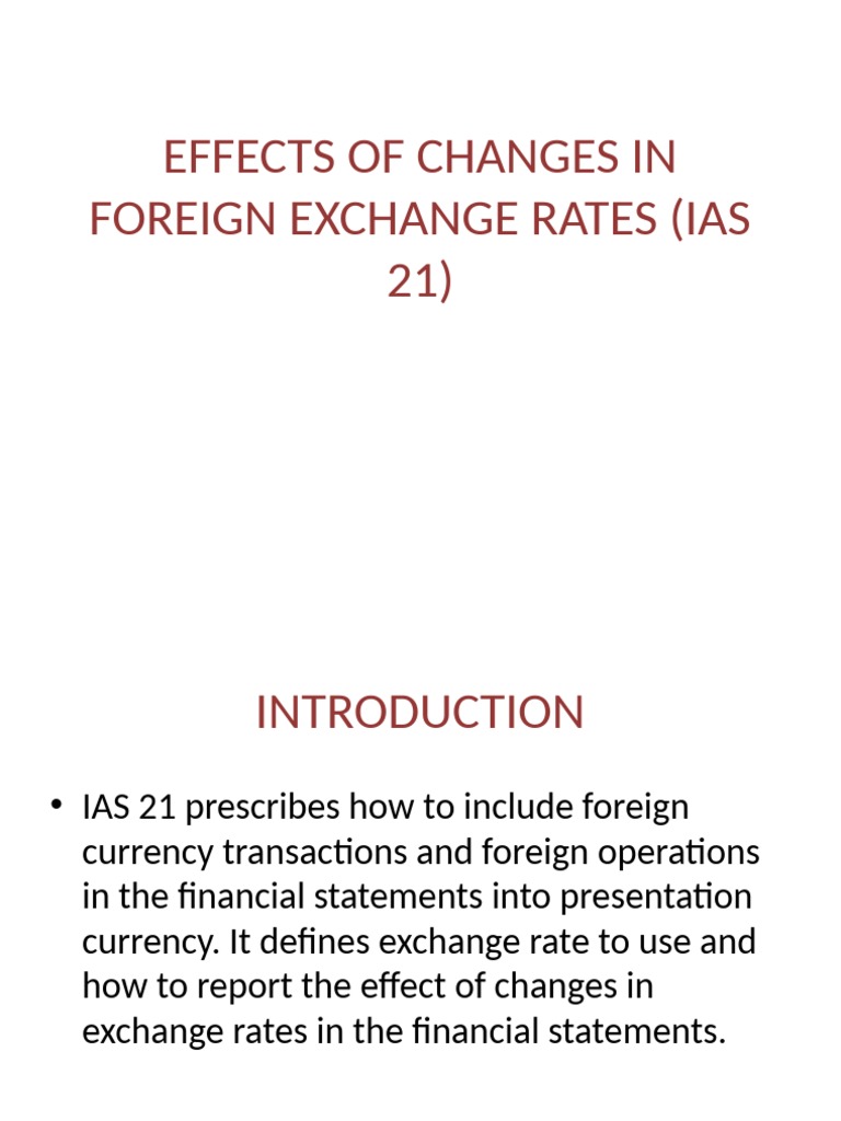 Effects of Changes in Foreign Exchange Rates Ias 21 | PDF | Equity ...