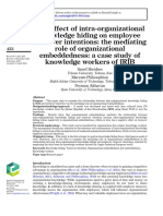 The Effect of Intra-Organizational Knowledge Hiding On Employee Turnover Intentions: The Mediating Role of Organizational Embeddedness: A Case Study of Knowledge Workers of IRIB