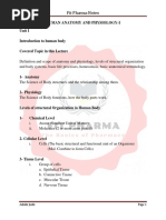 B Pharmacy Human Anatomy Lecture 1 - Part A