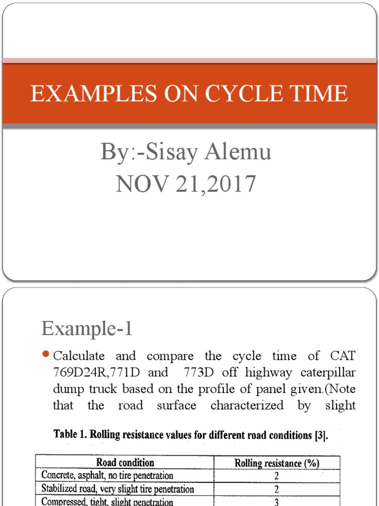 Examples On Cycle Time | PDF | Truck | Loader (Equipment)