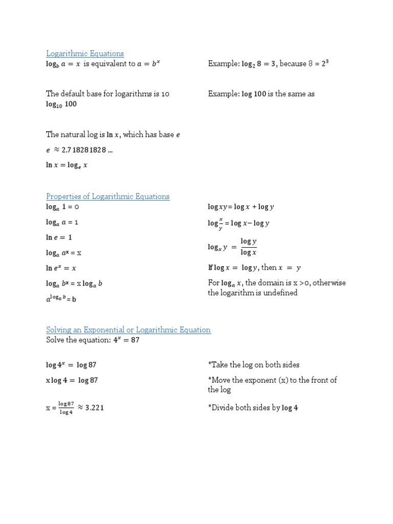 Logarithmic Equations | PDF | Logarithm | Combinatorics