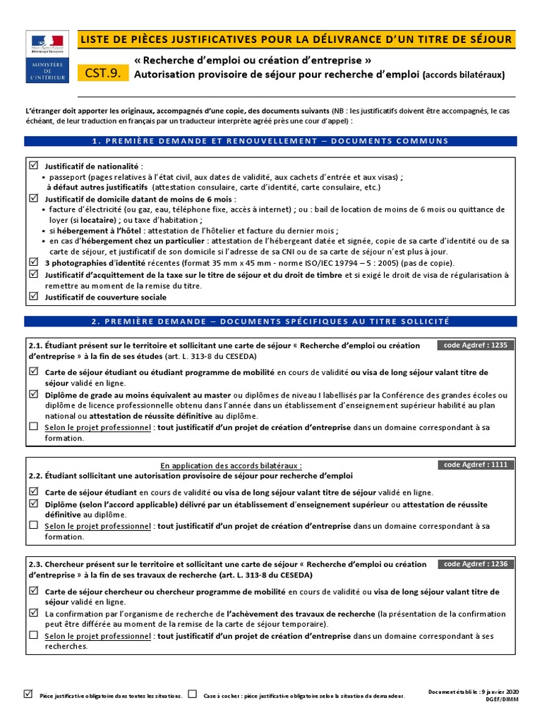 Documents pour titre de séjour APS | PDF | Visa (Document) | Diplôme
