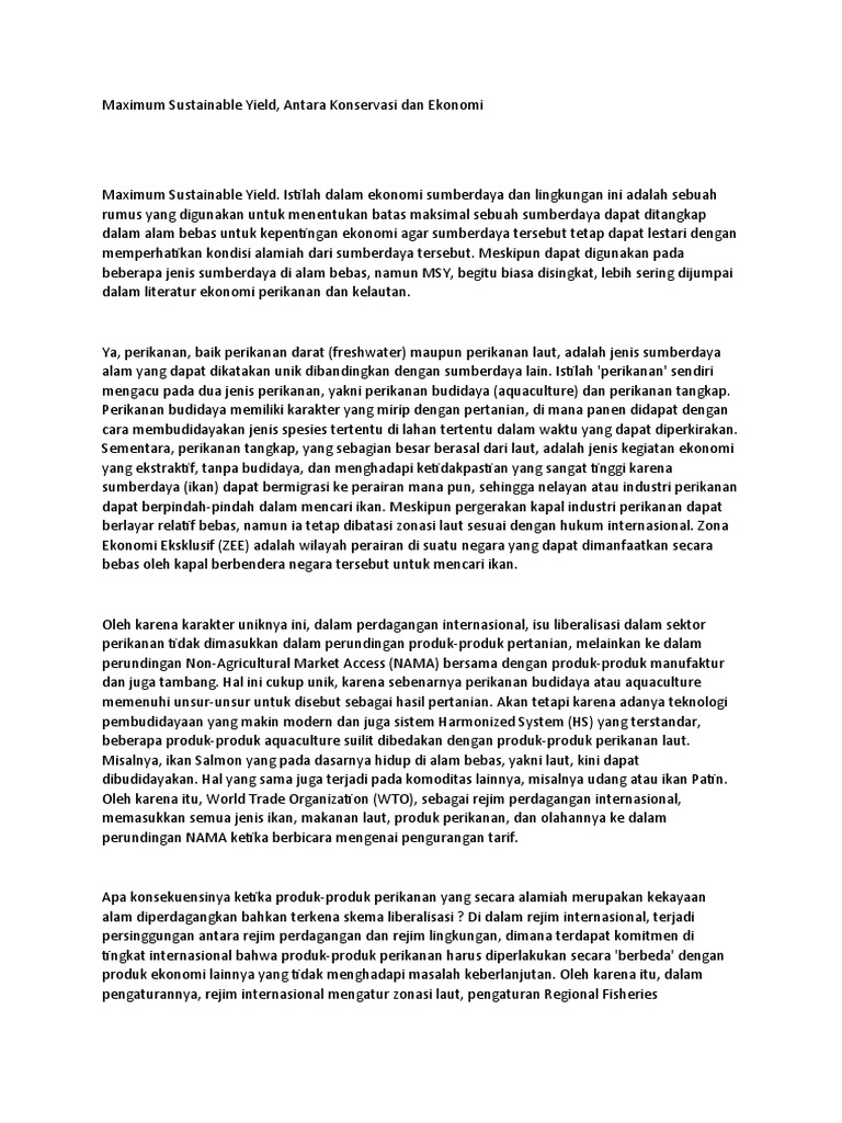 Maximum Sustainable Yield Pdf
