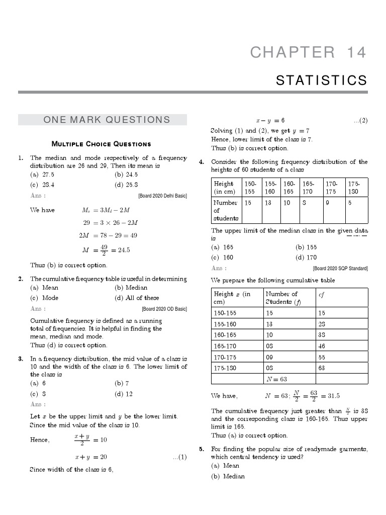 Statistics: Mean, Median, Mode Questions | PDF | Mode (Statistics) | Mean