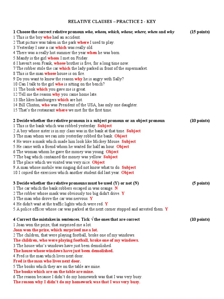Relative Clauses Practice Worksheet | PDF | Computer Network | Loch ...