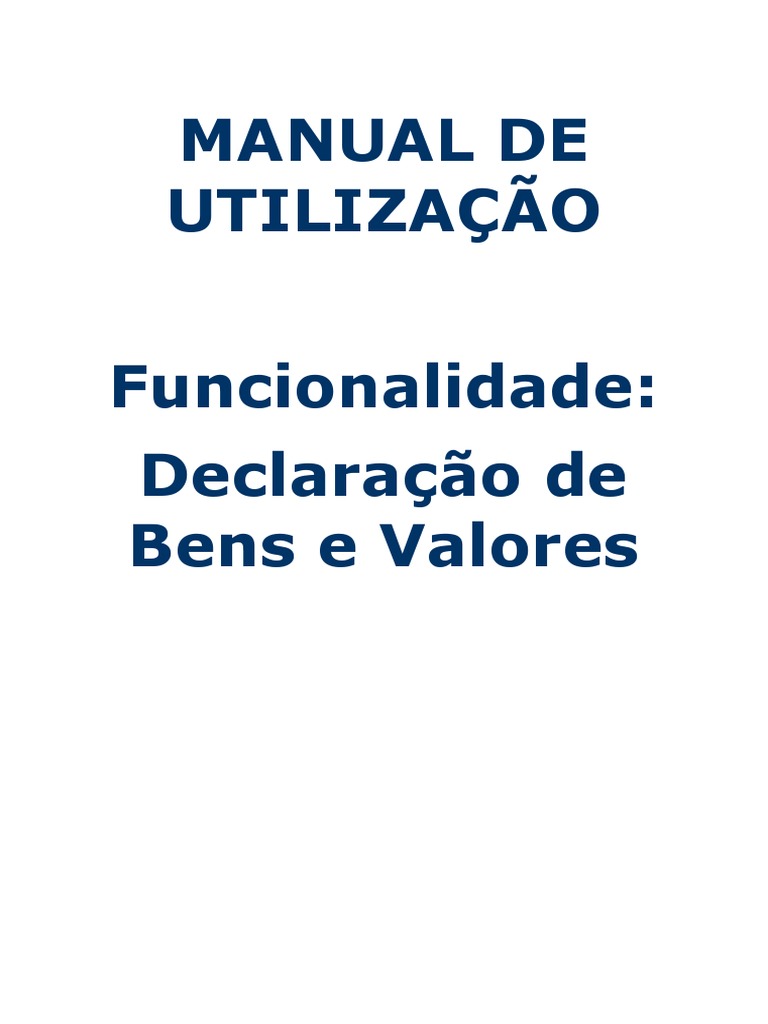 Manual declaracao bens valores download gr tis pdf impostos