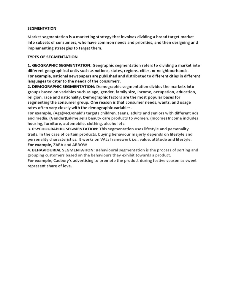 Understanding Market Segmentation Types | PDF