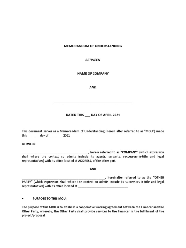 Mou summary pdf memorandum of understanding business