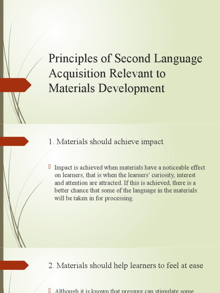 Principles of Second Language Materials | PDF | Learning | Second Language