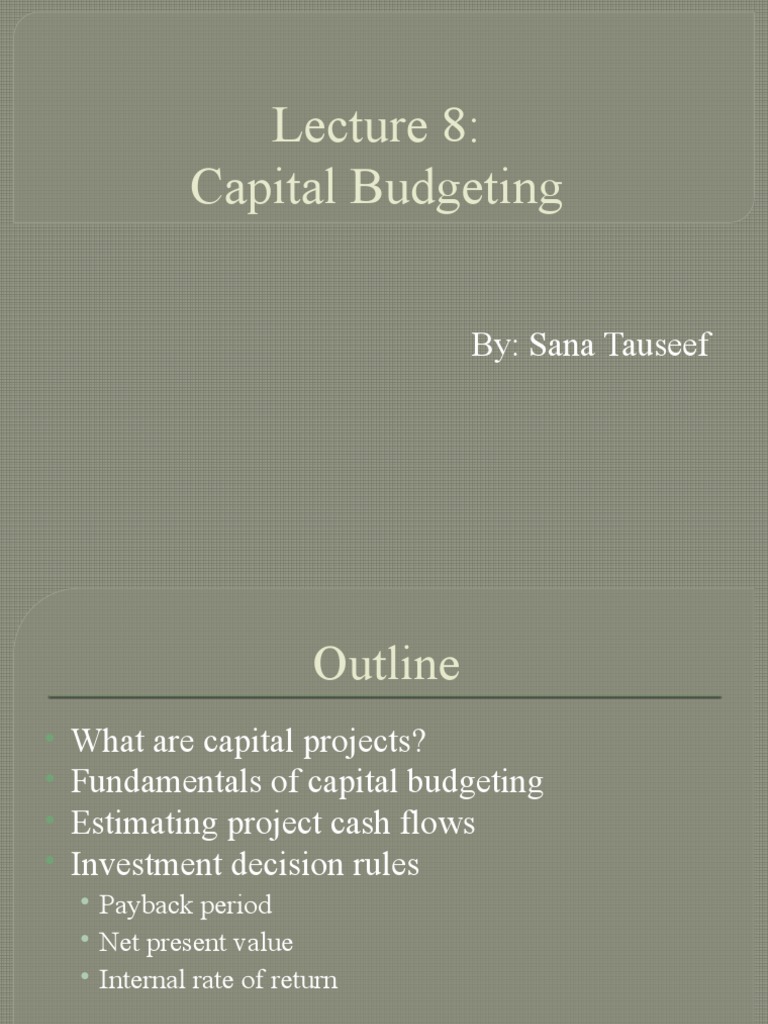 Capital Budgeting Pdf Net Present Value Depreciation