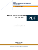 Unit IV. Service Success and Failure: Test Your Ideas
