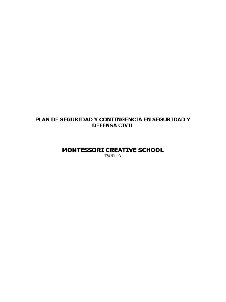 Plan de Seguridad y Emergencia Escolar | PDF | Primeros auxilios ...