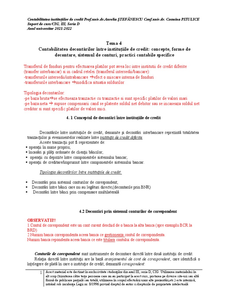 Tema 4 Contabilitatea Institutiilor de Credit | PDF