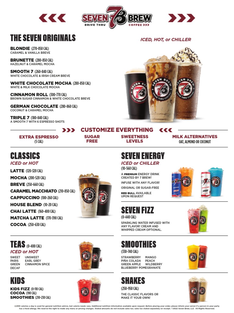 7 Brew Menu PDF Chocolate Non Alcoholic Drinks