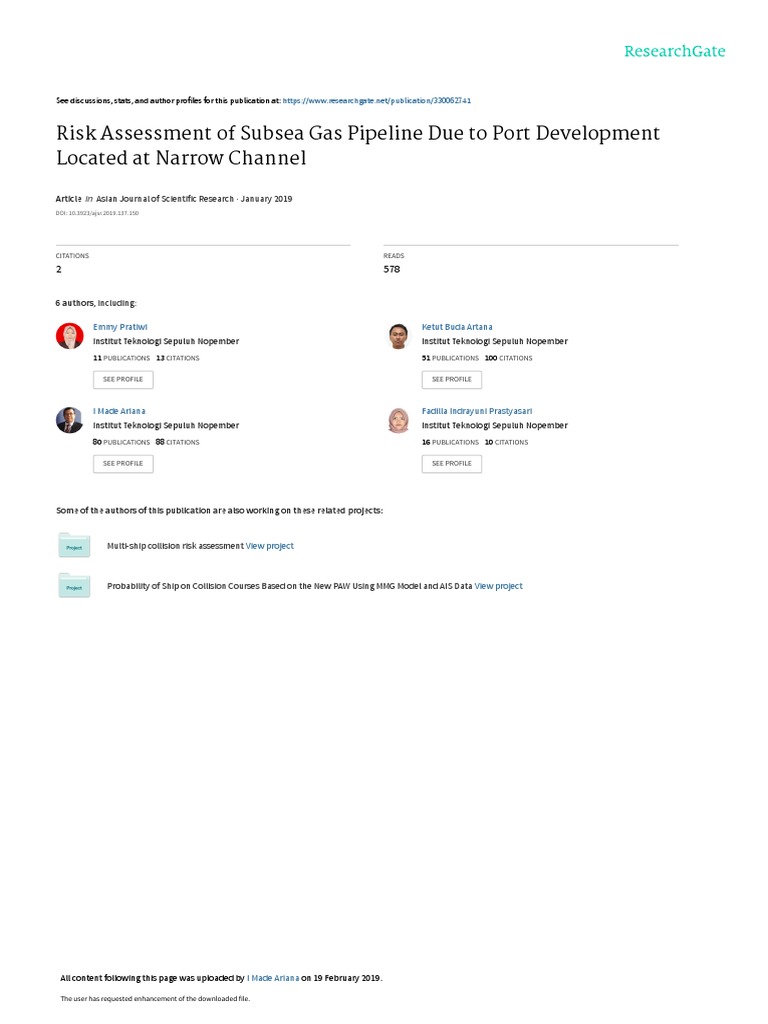 137-150 Pratiwi - Etal Risk Assessment of Subsea Gas Pipeline | PDF ...