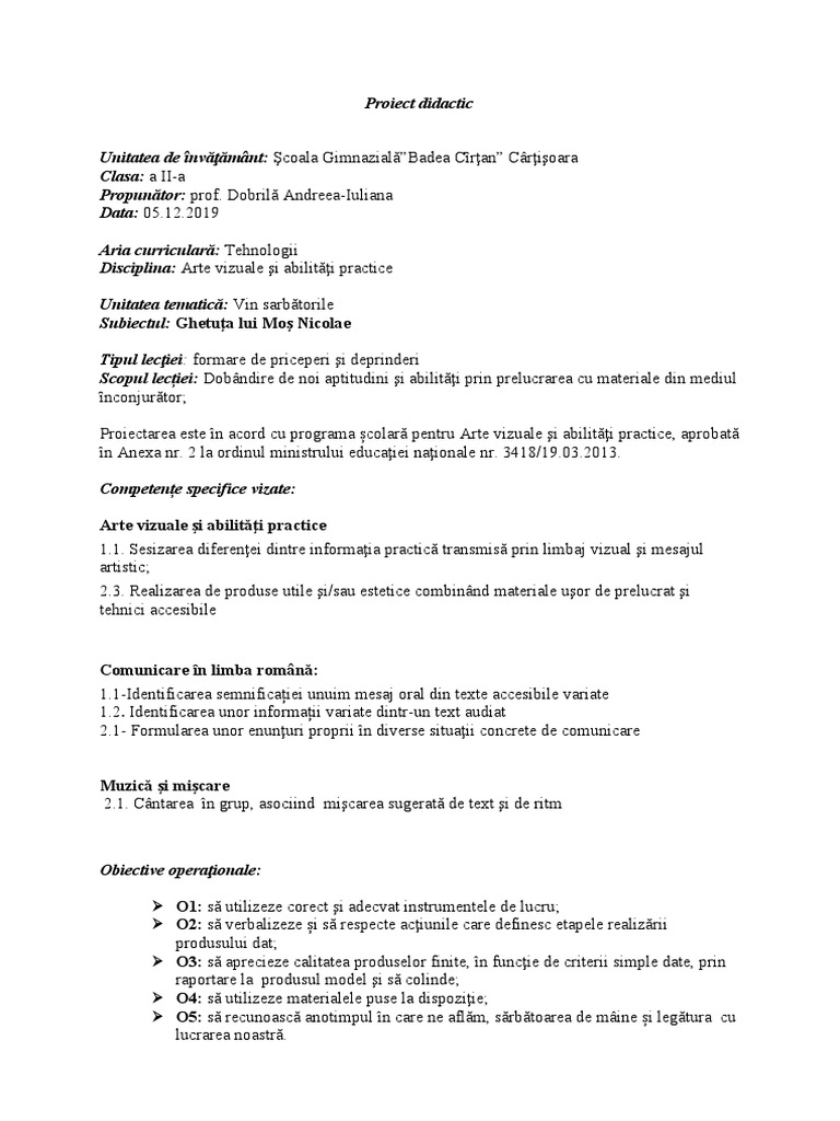 1 Proiect Didactic Avap Bun | PDF