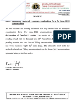 Regarding Filling of Reappear Examination Form June 2022