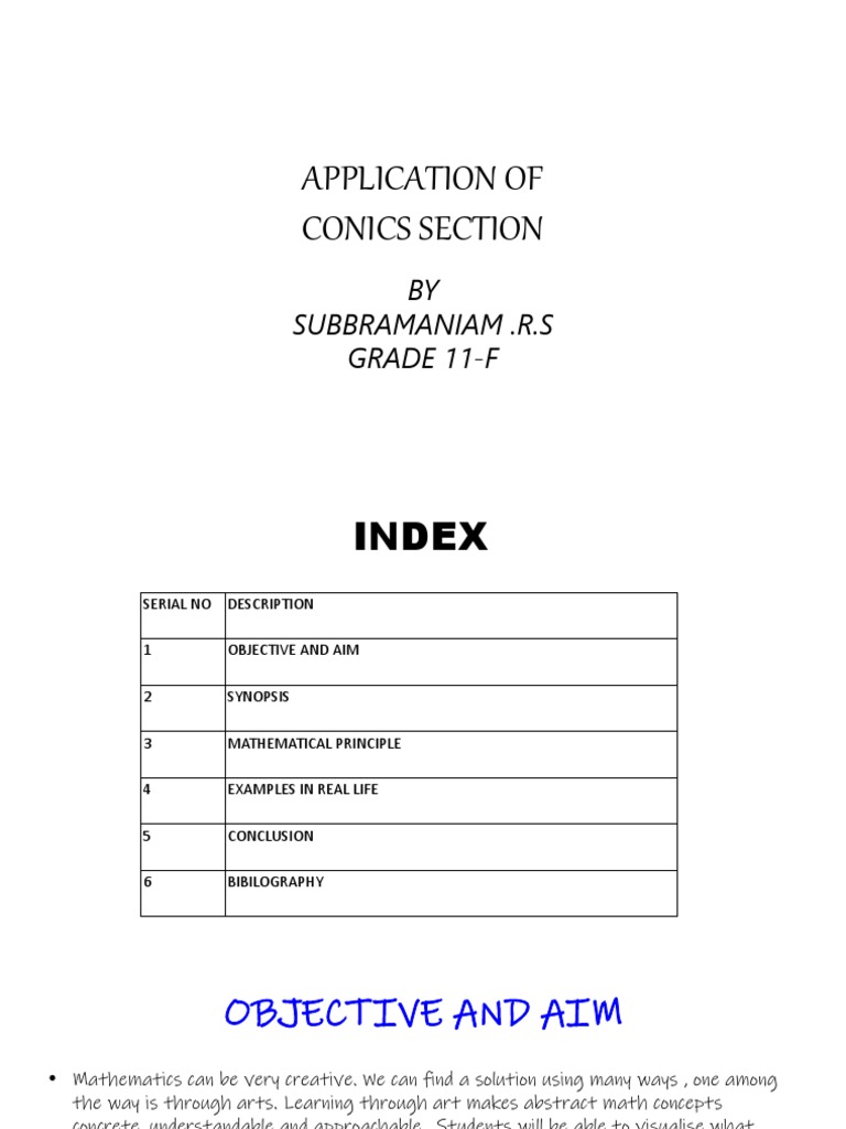 Real-Life Applications of Conic Sections | PDF | Ellipse | Geometric ...