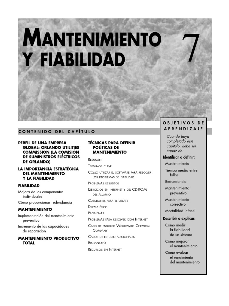 Tema 7 Mantenimiento Y Fiabilidad Pdf Ingeniería De Confiabilidad