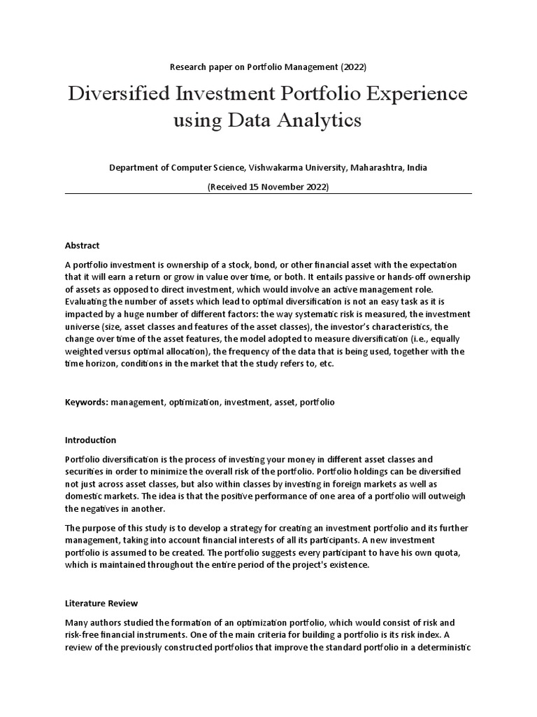 research paper on portfolio management