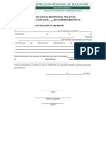Solicitud de Inscripción Al Proceso de Selección Cas #-2022-GRSM/DRESM/DO/RR. HH Dirección Regional de Educación de San Martín