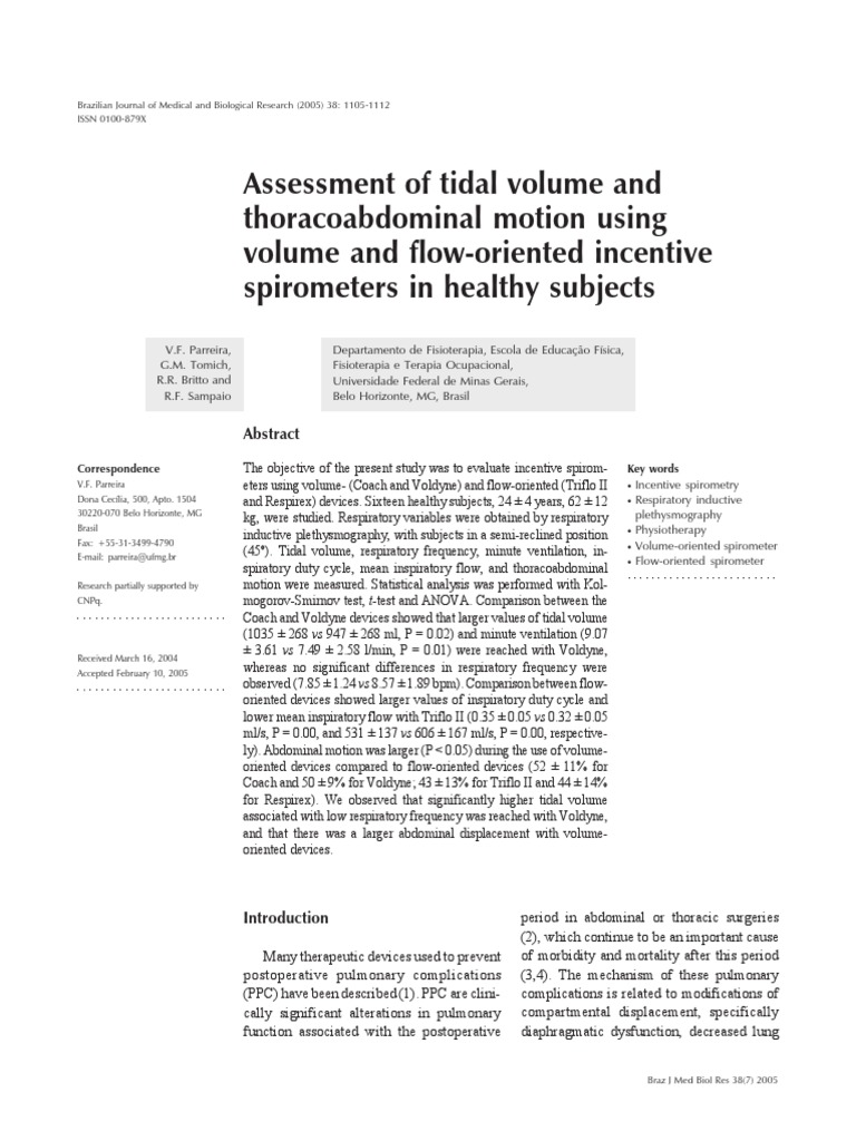 Assessment of Tidal Volume and Thoracoabdominal Motion Using Volume and