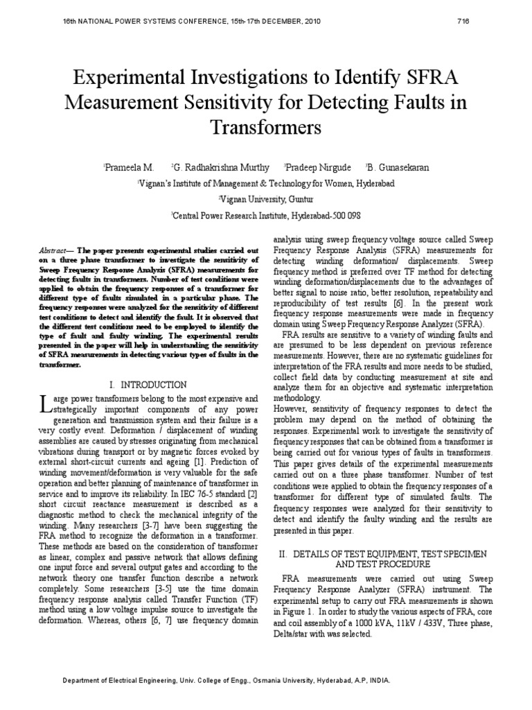 Experimental Investigations To Identify SFRA Measurement Sensitivity