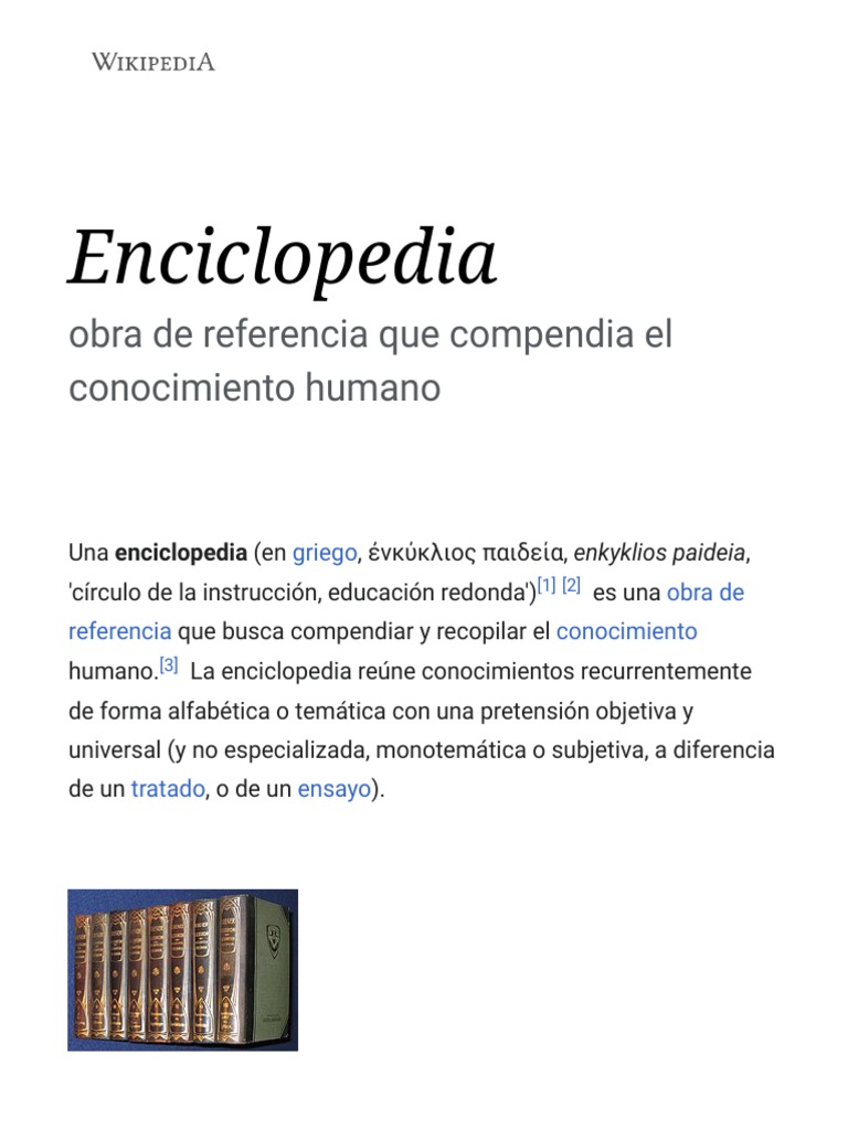 Enciclopedia - Wikipedia, La Enciclopedia Libre | PDF