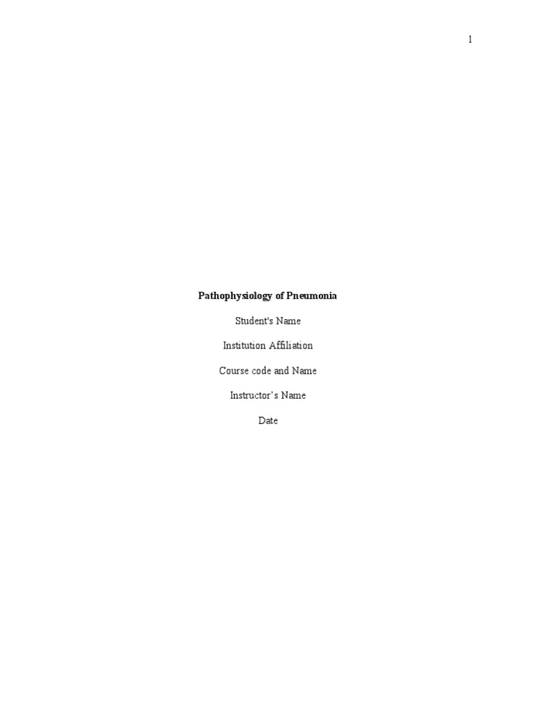 Advanced Pathophysiology Of Pneumonia