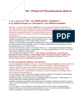 Résumé Sur L'union Européenne Et La France en Tant Que Puissances Mondiales