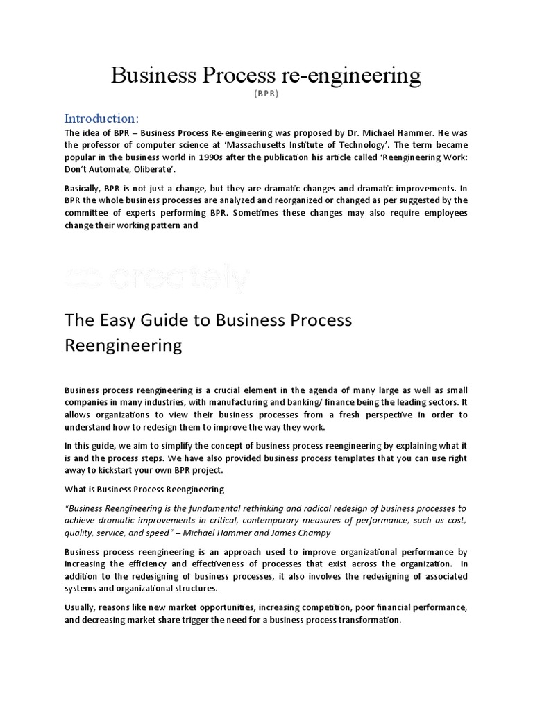 Business Process Reengineering PDF Business Process Economies