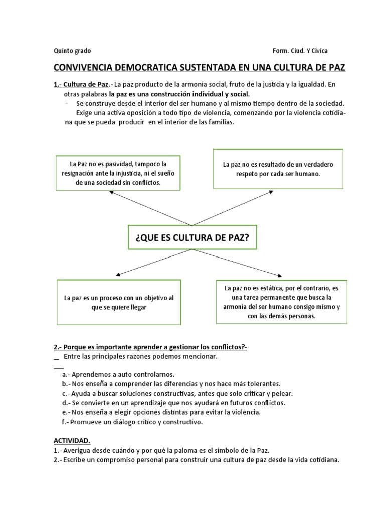 Cultura de Paz y Derechos Humanos | PDF