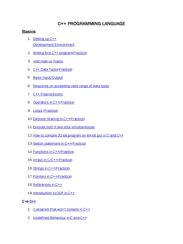 C++ Programming Language Basics | PDF