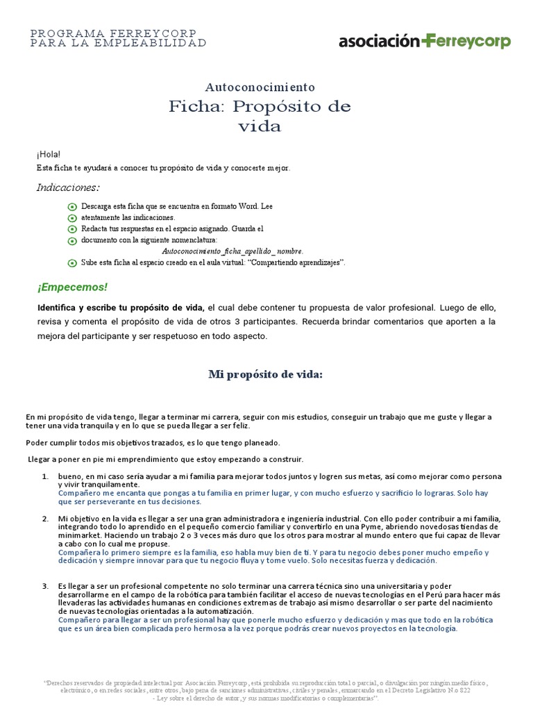 Autoconocimiento Ficha Pdf Propiedad Intelectual