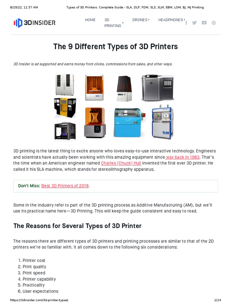Types of 3D Printers - Complete Guide - SLA, DLP, FDM, SLS, SLM, EBM ...