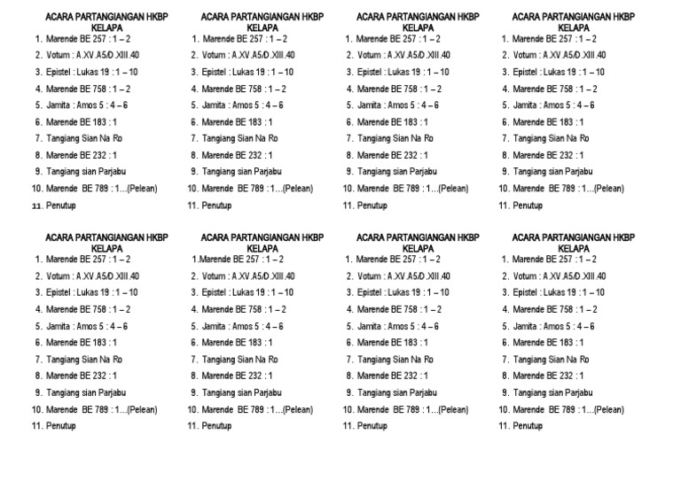Agenda Pertemuan Gereja HKBP Kelapa | PDF