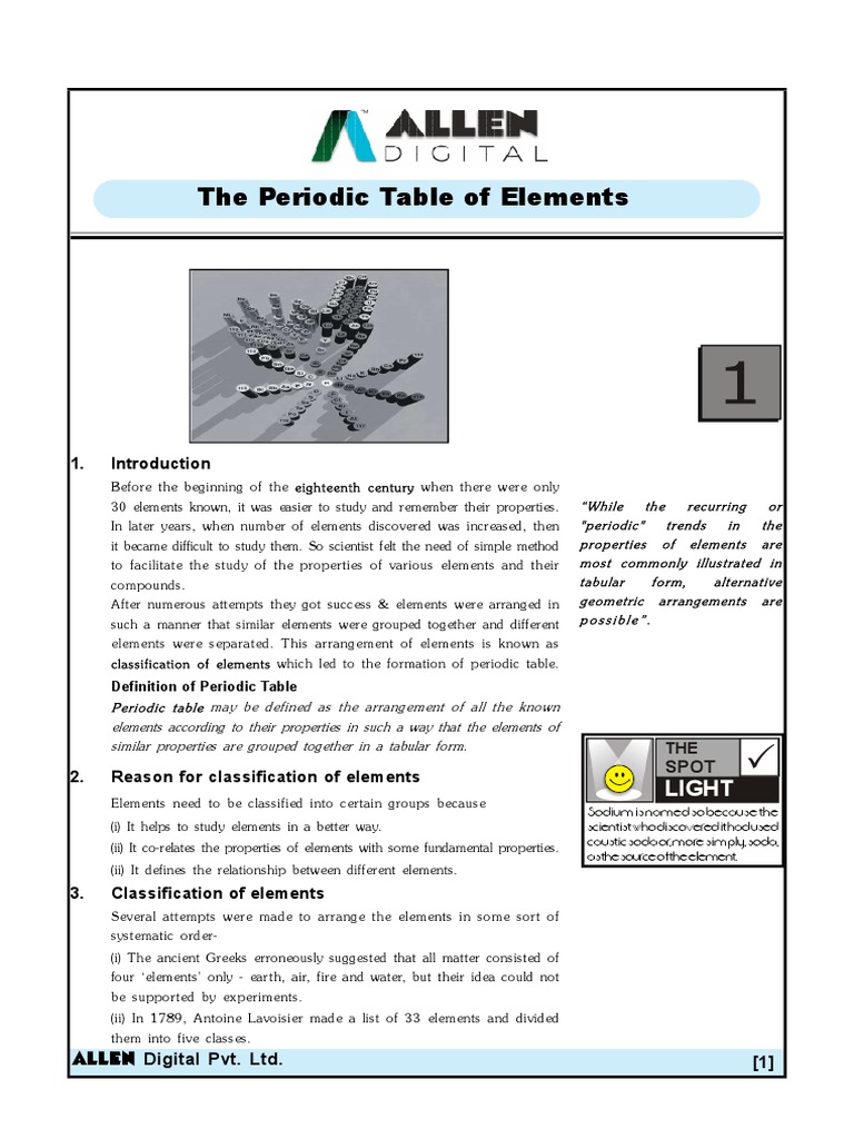 The Periodic Table of Elements | PDF | Periodic Table | Chemical Elements