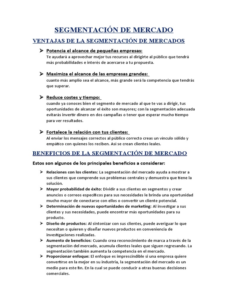 Segmentación de Mercado | PDF | Mercado (economía) | Marketing