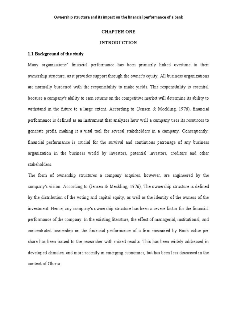 Ownership Structure Proposal | PDF | Banks | Corporate Governance